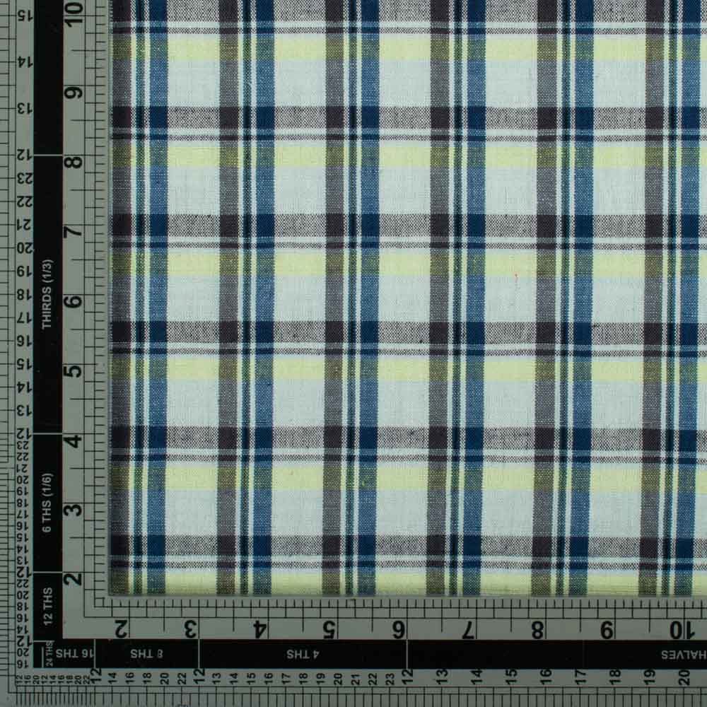 Check Multicolour Cotton Khadi 140 GSM Handwoven Fabric 757