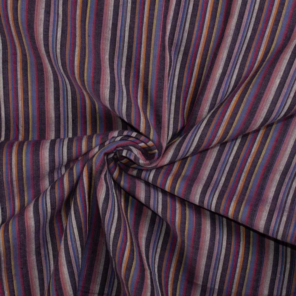 Stripe Multicolor Pure Cotton 100 GSM Handwoven Fabric 08