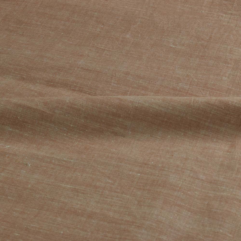 Chambray Light Brown Khadi Cotton 62 GSM Handwoven Fabric
