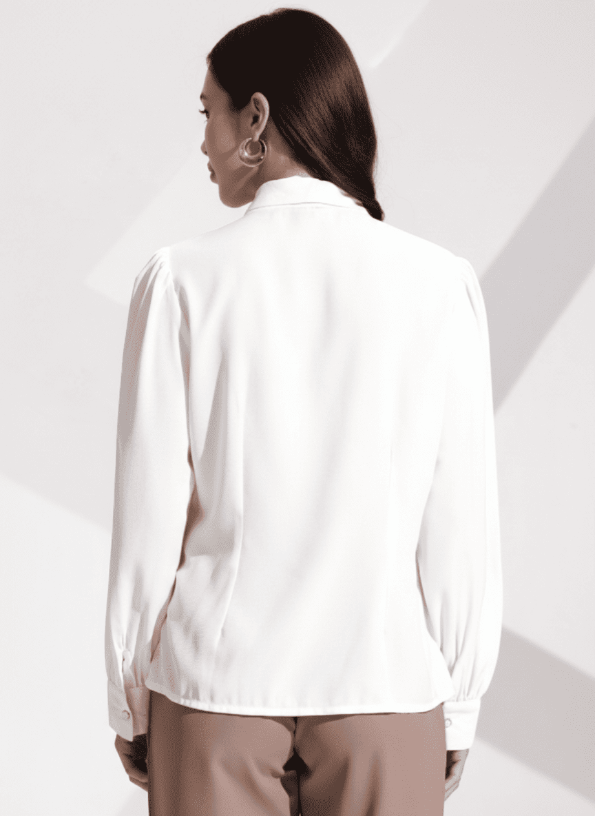 Flat Collar Concealed Buttons Shirt Top