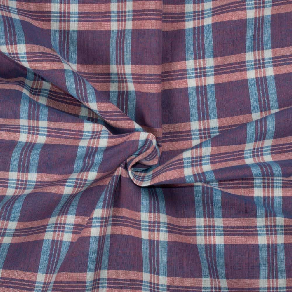 Check Multicolor Pure Cotton 90 GSM Handwoven Fabric 697