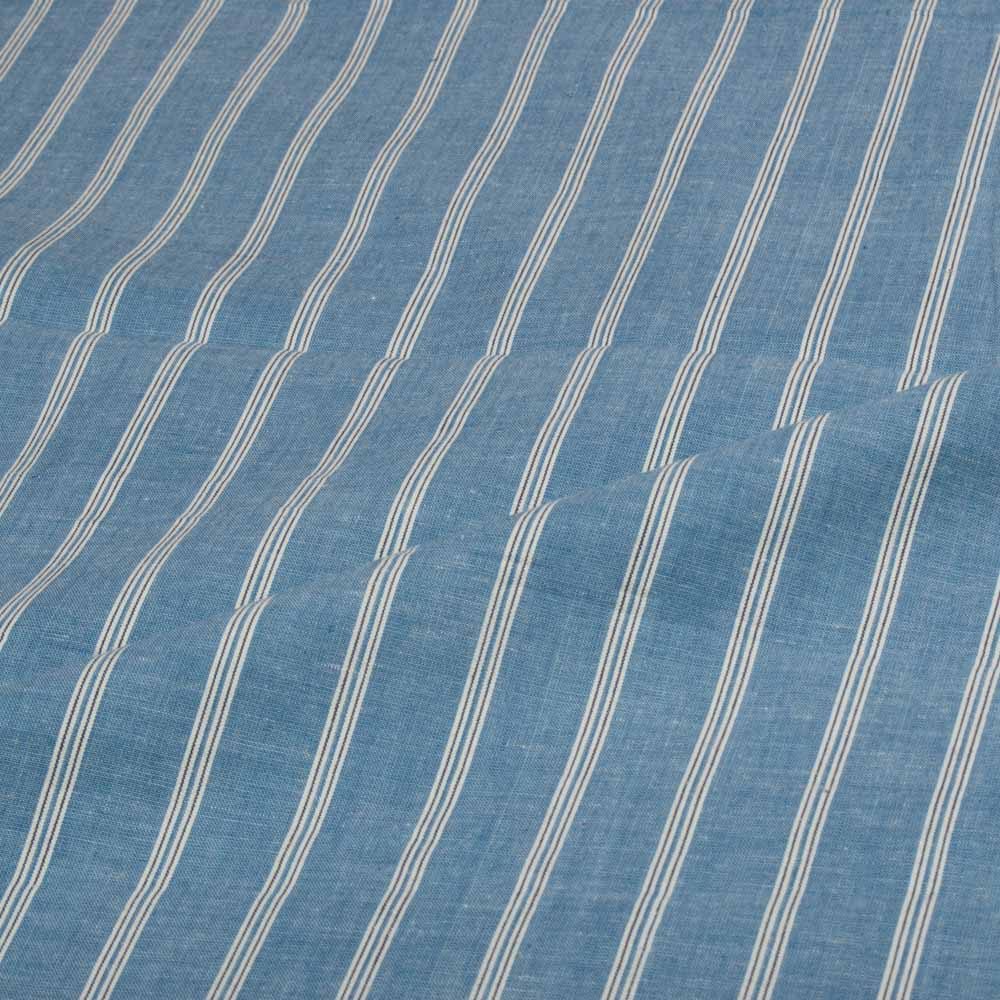 Stripe Blue White Pure Cotton 100 GSM Handwoven Breathable Fabric