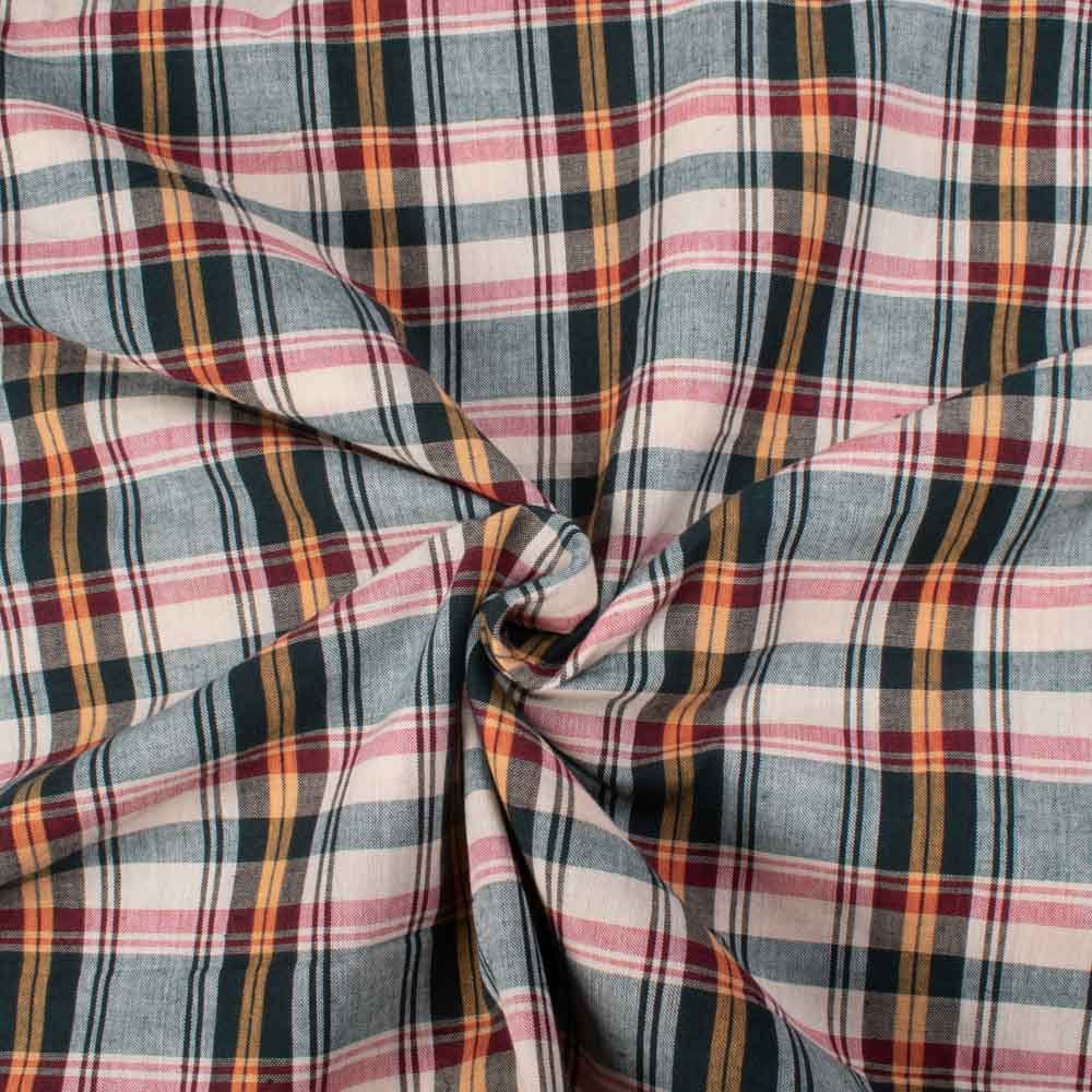 Check Multicolor Pure Cotton 100 GSM Handwoven Fabric 617