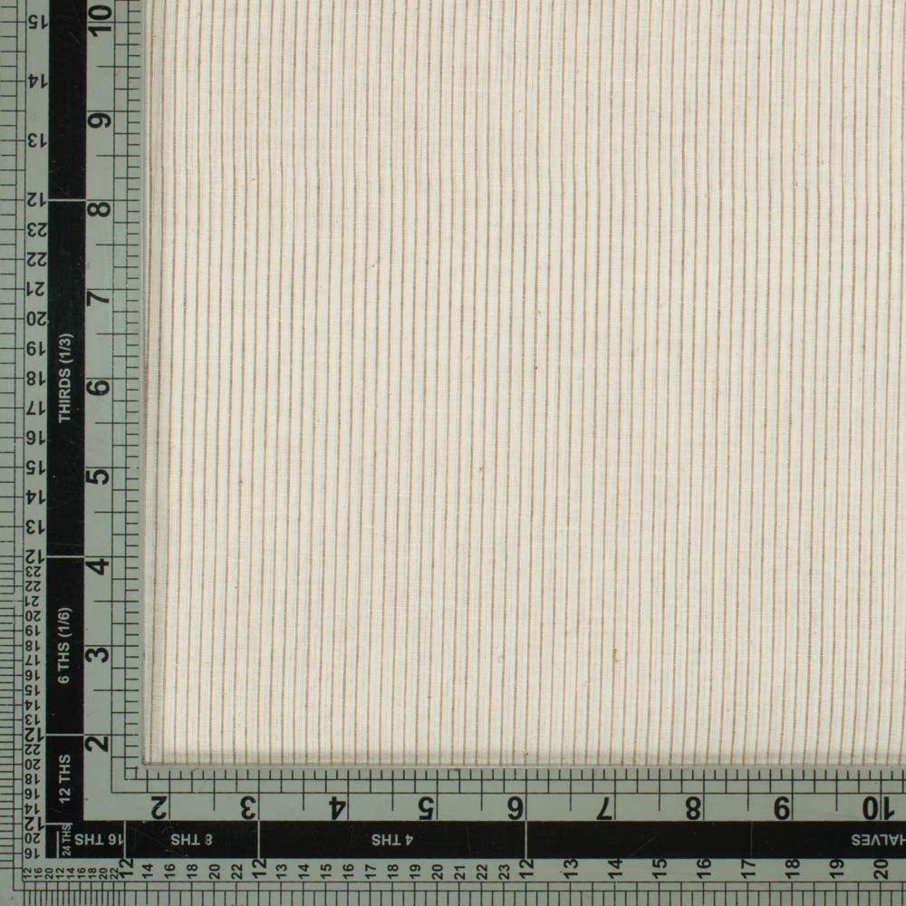 Stripe Cream Brown Pure Cotton 65 GSM Handwoven Fabric 03