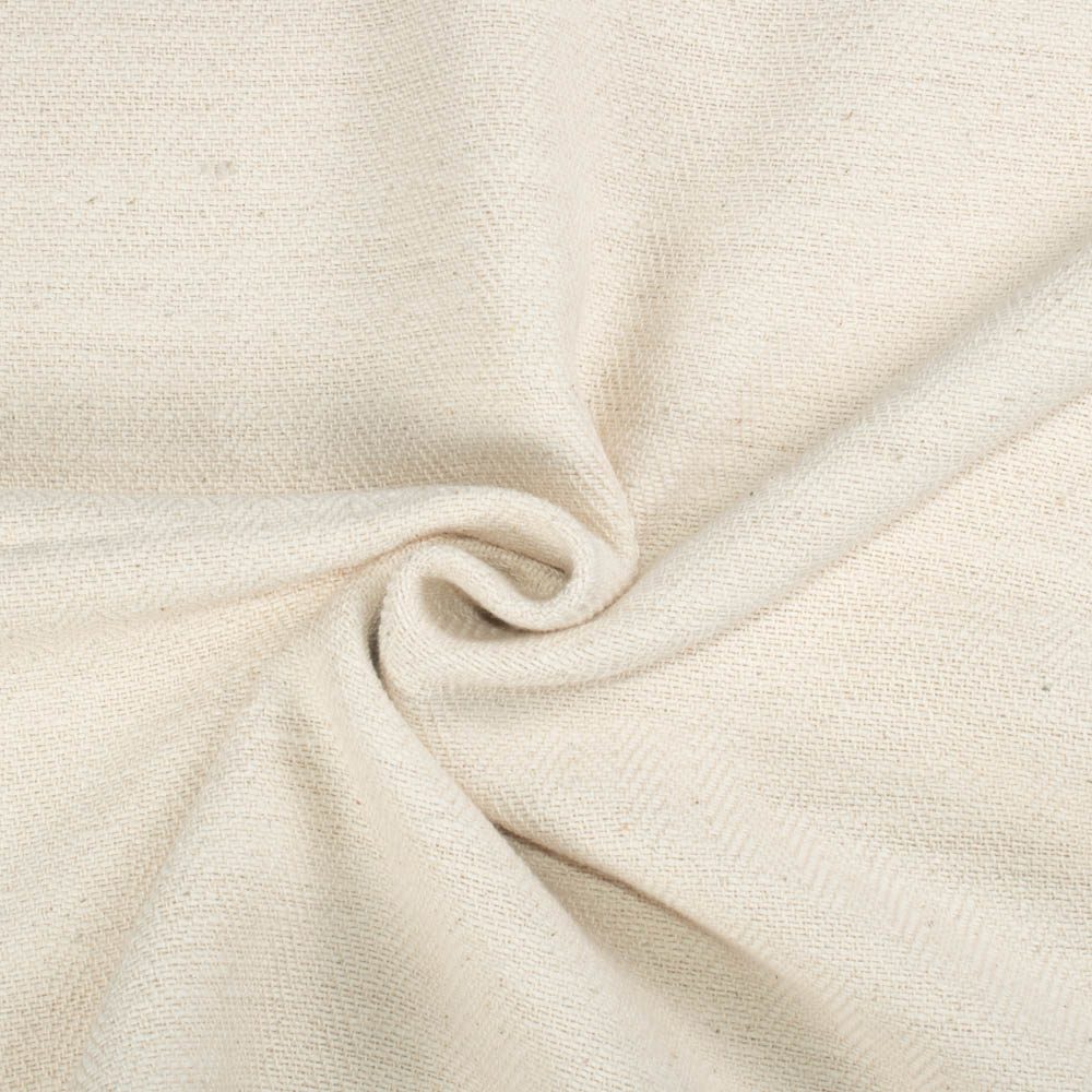 Herringbone Cream 280 GSM Khadi Cotton Handwoven Fabric