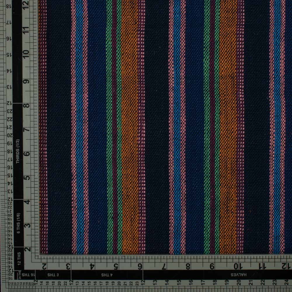 Stripe Multicolor Pure Khadi 320 GSM Handwoven Fabric