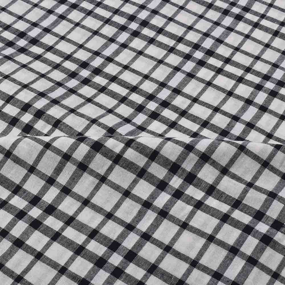 Check Black White Pure Cotton 100 GSM Handwoven Fabric 577