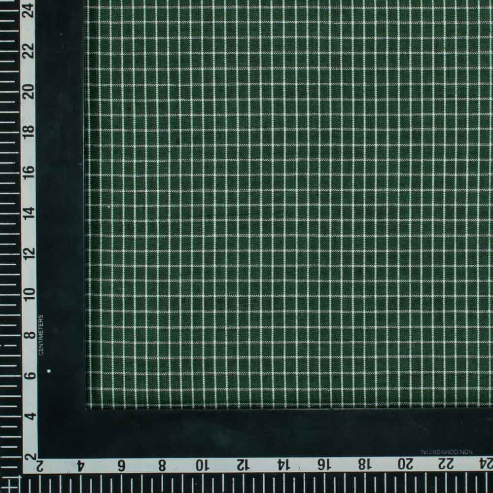 Check Green White Pure Cotton 105 GSM Handwoven Fabric 653