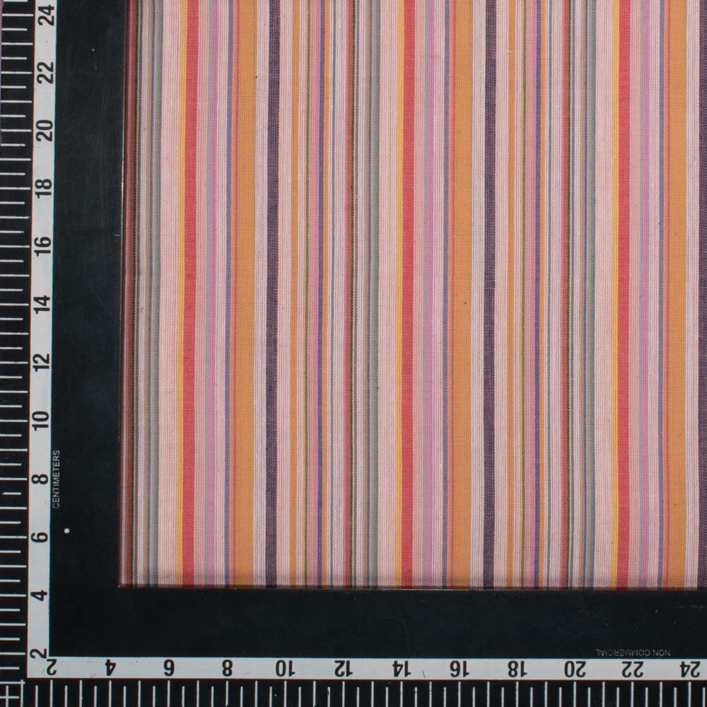 Stripe Multicolor Pure Cotton 95 GSM Handwoven Fabric 362