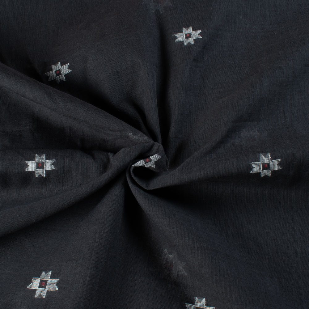 GEOMETRIC MIDNIGHT BLUE JAMDANI PURE COTTON 55 GSM FABRIC 88