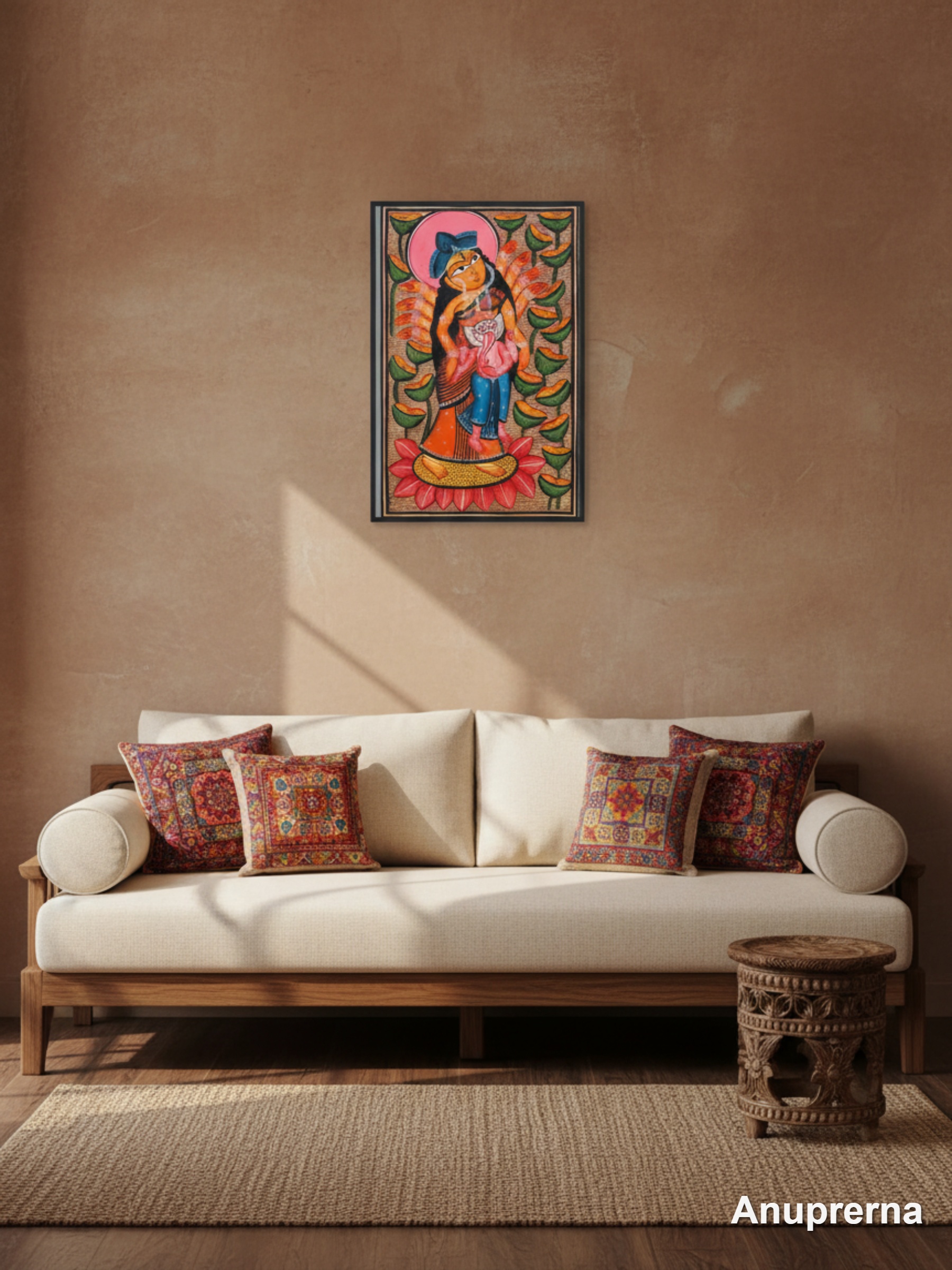 Maa Durga With Ganesha Pattachitra Wall Art Decor