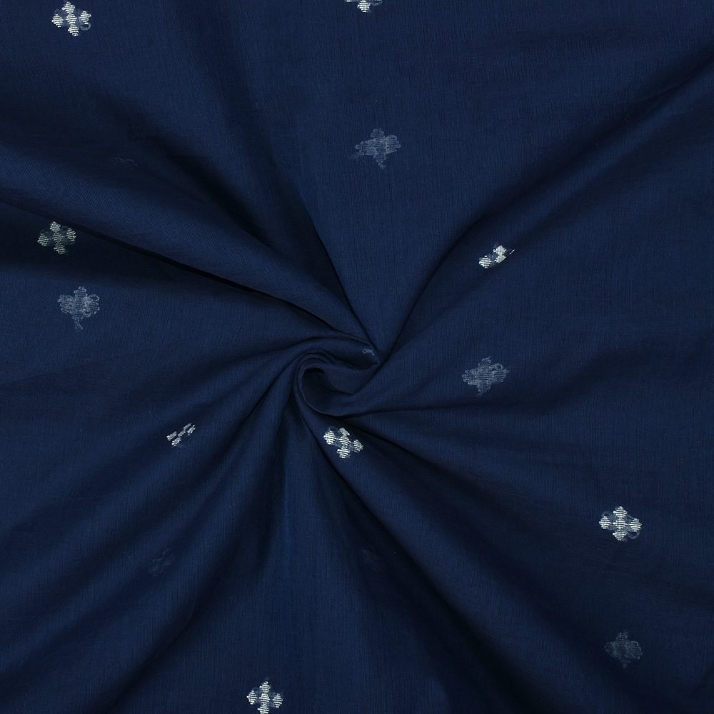 Geometric Blue Jamdani Pure Cotton 50 GSM Handwoven Fabric