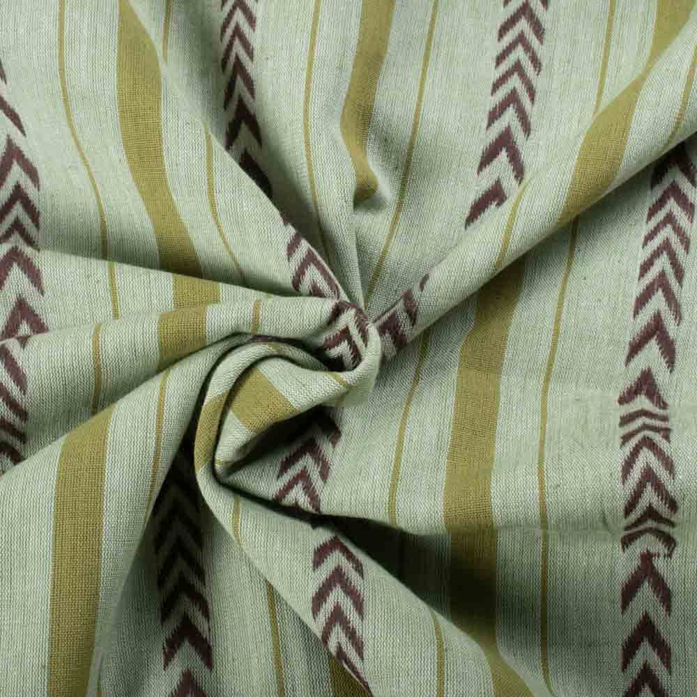 Stripe Green Chevron Extra Warp 100 GSM Pure Cotton Jacquard Fabric