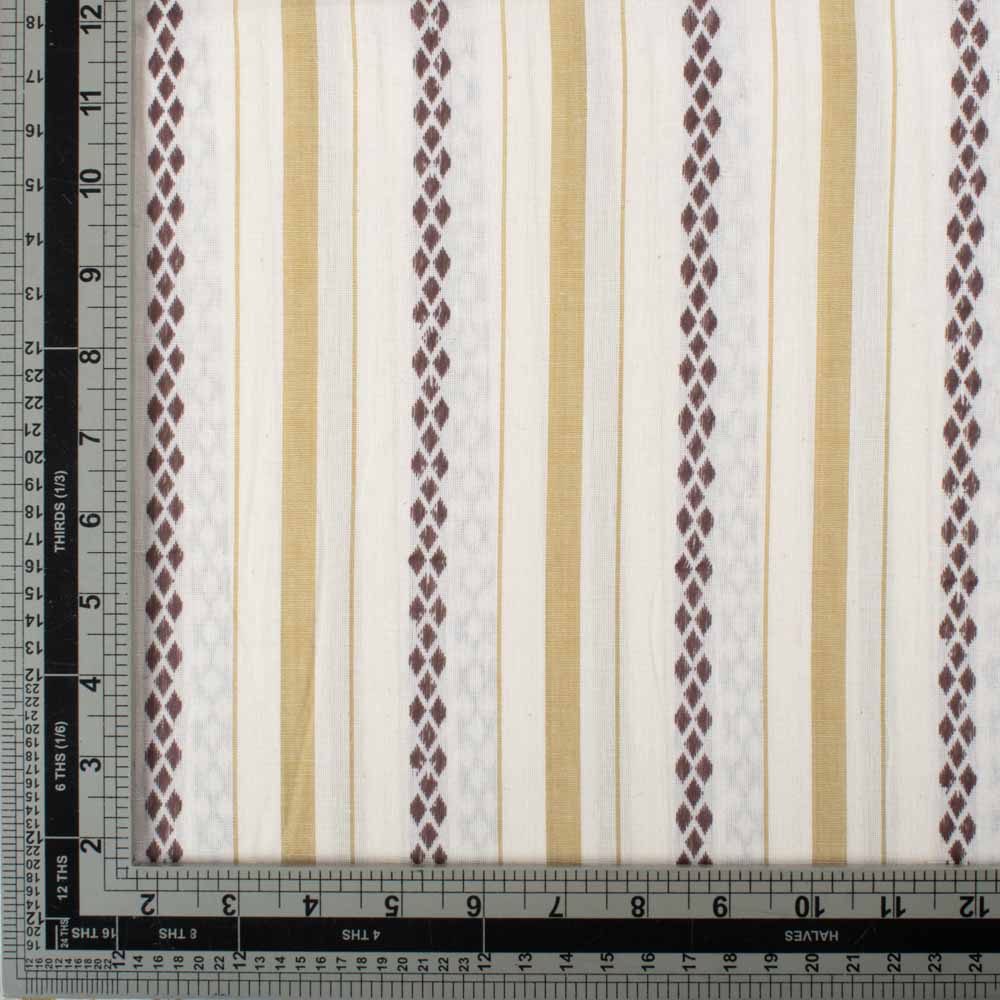 Stripe Cream Rhombus Extra Warp 100 GSM Pure Cotton Jacquard Fabric