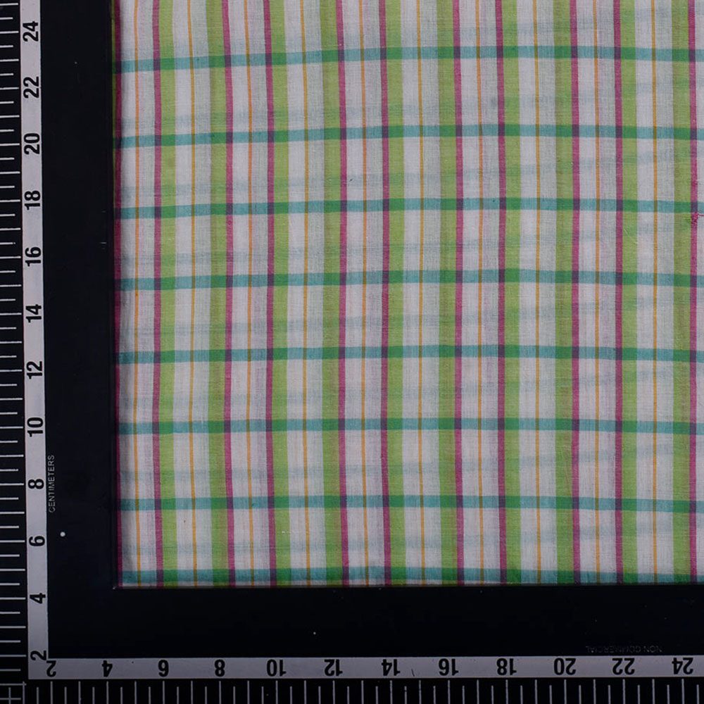 CHECK MULTI COLOR PURE COTTON 60 GSM HANDWOVEN FABRIC 348