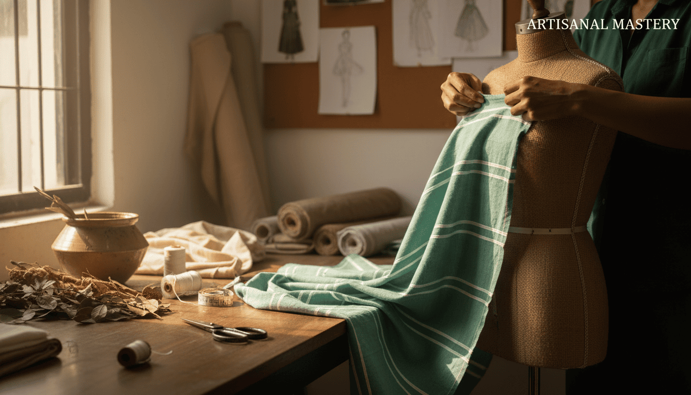 Khesh fabric used for structured garments, bags, cushions, and slow fashion products