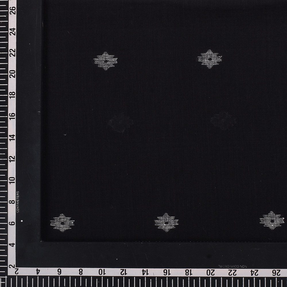 GEOMETRIC SOLID BLACK PURE COTTON 58 GSM HANDWOVEN FABRIC