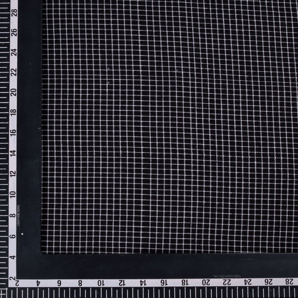 CHECK BLACK & WHITE PURE COTTON 116 GSM HANDWOVEN FABRIC