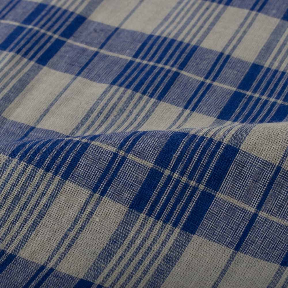 Check Blue & Grey Pure Cotton 70 GSM Handwoven Fabric