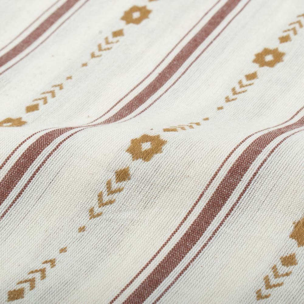Stripe Yellow Floral Extra Warp 90 GSM Pure Cotton Jacquard Fabric