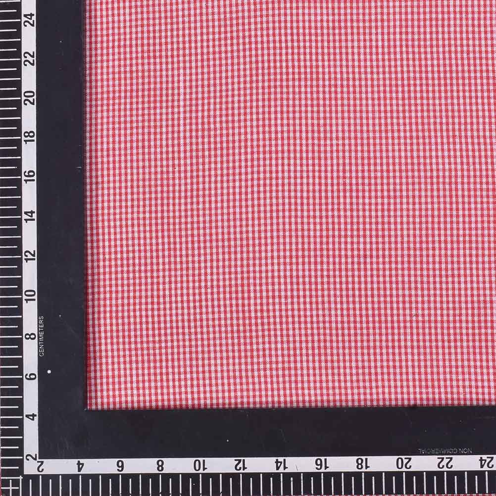 CHECK RED PURE COTTON 75 GSM HANDWOVEN FABRIC