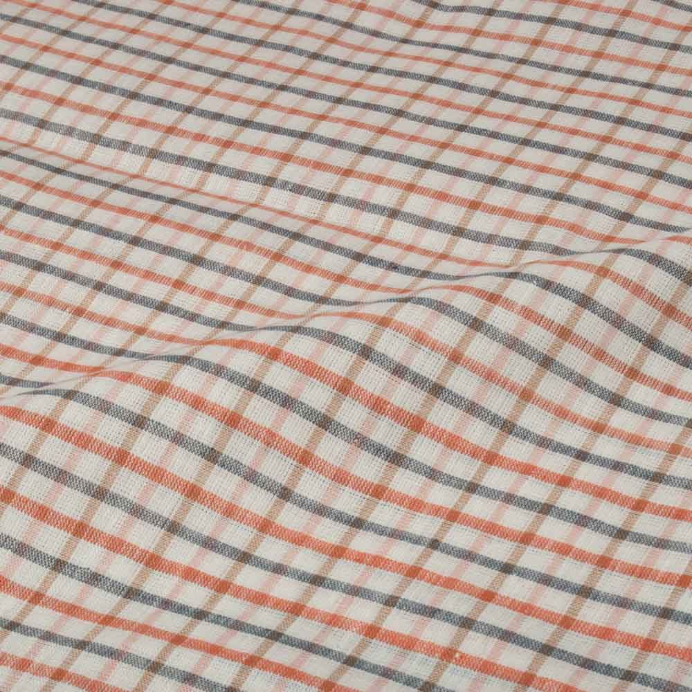 Check Multicolor Linen Cotton 130 GSM Handwoven Fabric 22