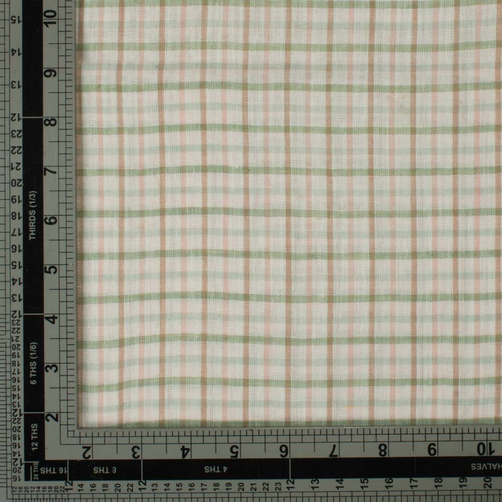 Check Multicolor Linen Cotton 130 GSM Handwoven Fabric 19