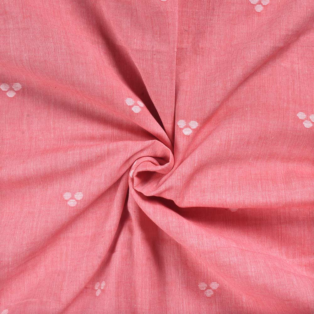 Pink Jamdani fabric with beautiful geometric pattern