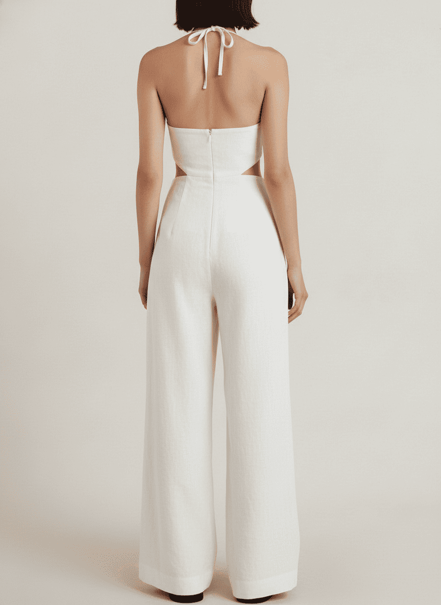 Halter Tie Jumpsuit With Waist Cutouts