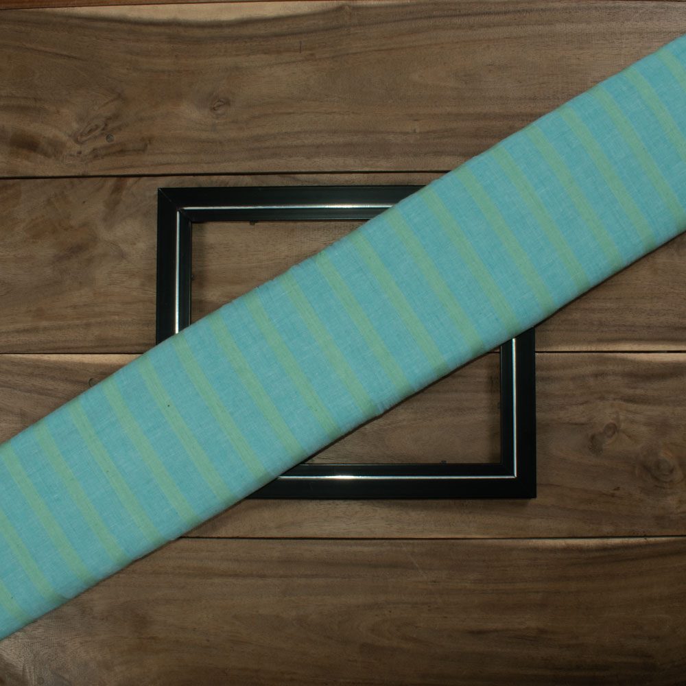 Stripe Blue Green Pure Cotton 90 GSM Handwoven Fabric 385