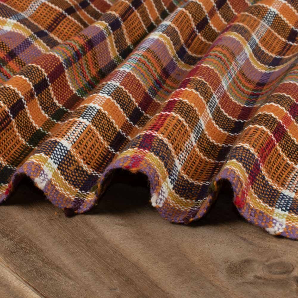 Check Multicolor Pure Khadi 280 GSM Handwoven Fabric 634