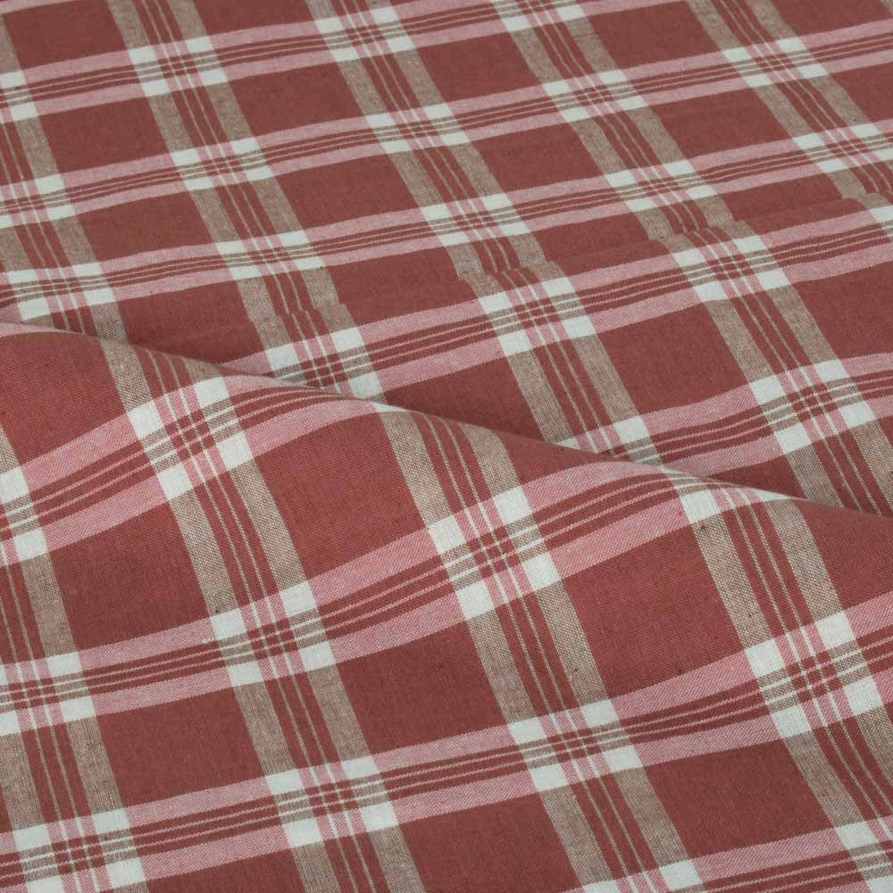 Check Red White Pure Cotton 95 GSM Handwoven Fabric