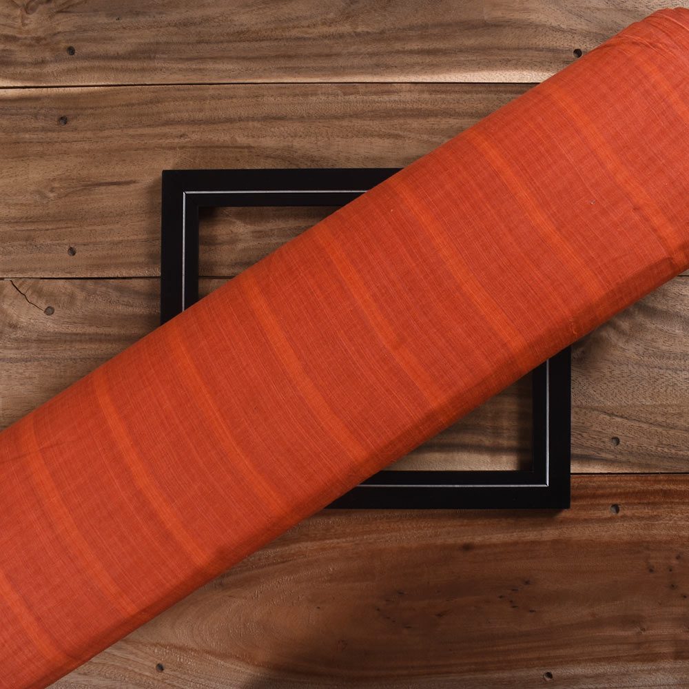 Stripe Orange Pure Cotton 64 GSM Handwoven Fabric