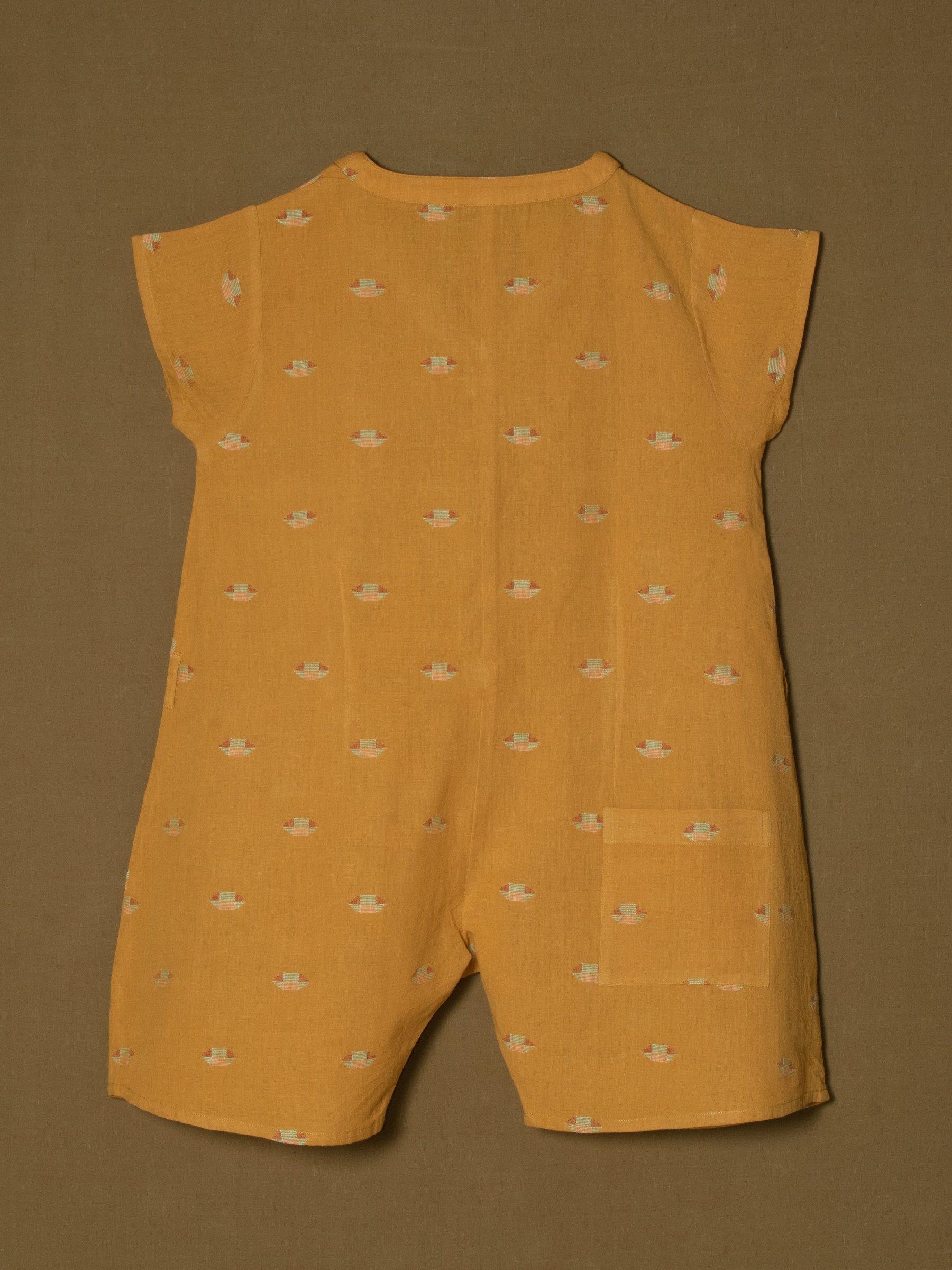 Mustard Handwoven Jamdani Romper