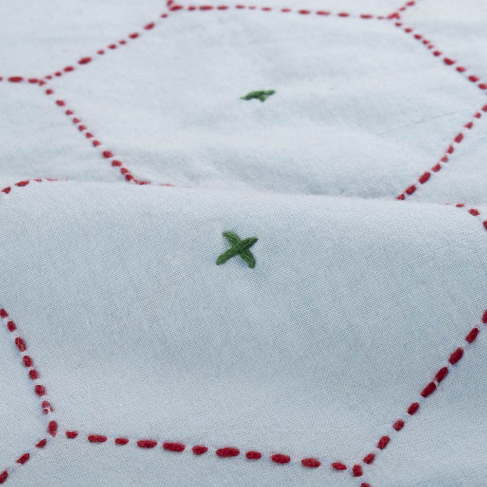 Honeycomb Grid Khadi Cotton 130 GSM Handwoven Kantha Fabric