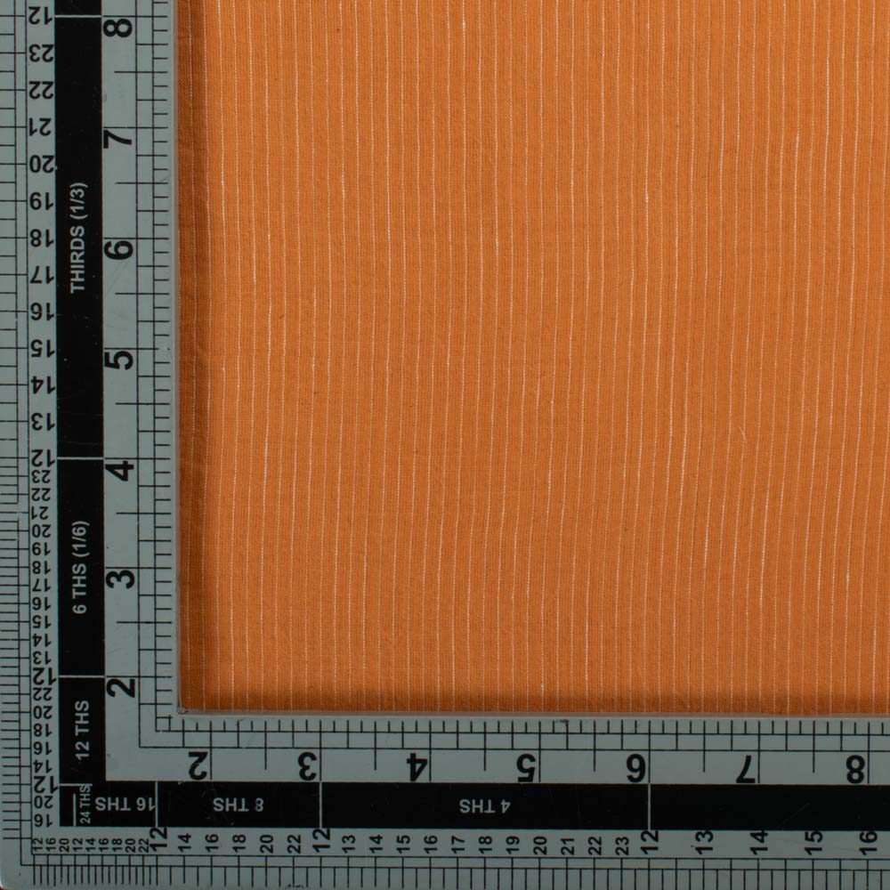 Yellow Base White Stripe Pure Cotton 65 GSM Handwoven Fabric