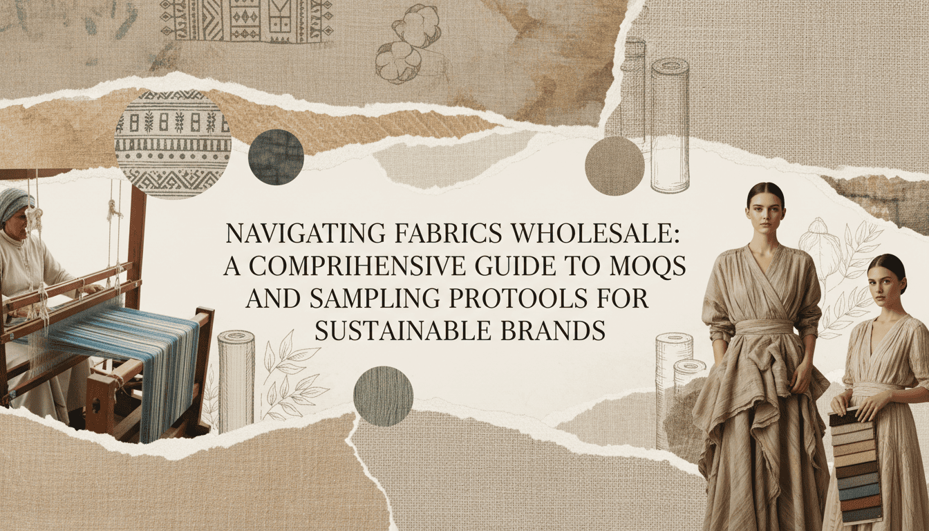 High-quality fabrics wholesale swatches including handwoven khadi and silk for sustainable fashion brands.