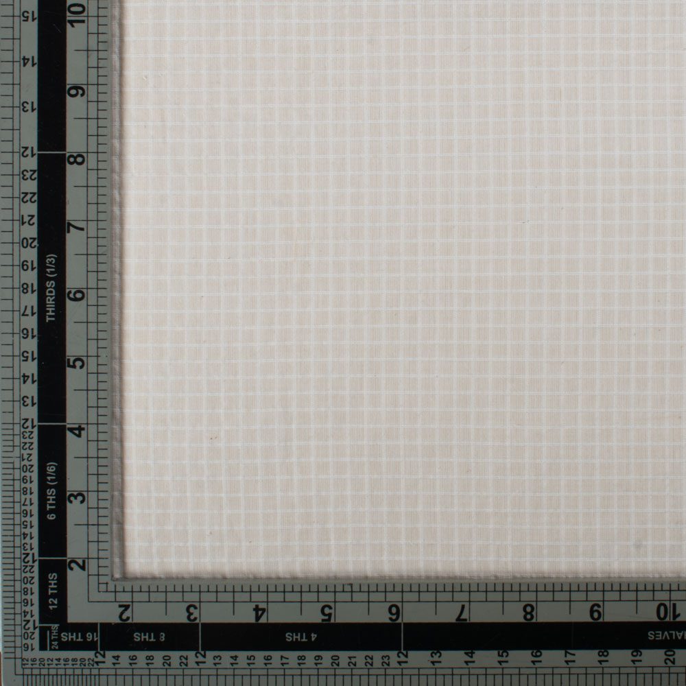 CHECK CREAM PURE COTTON 97 GSM HANDWOVEN FABRIC