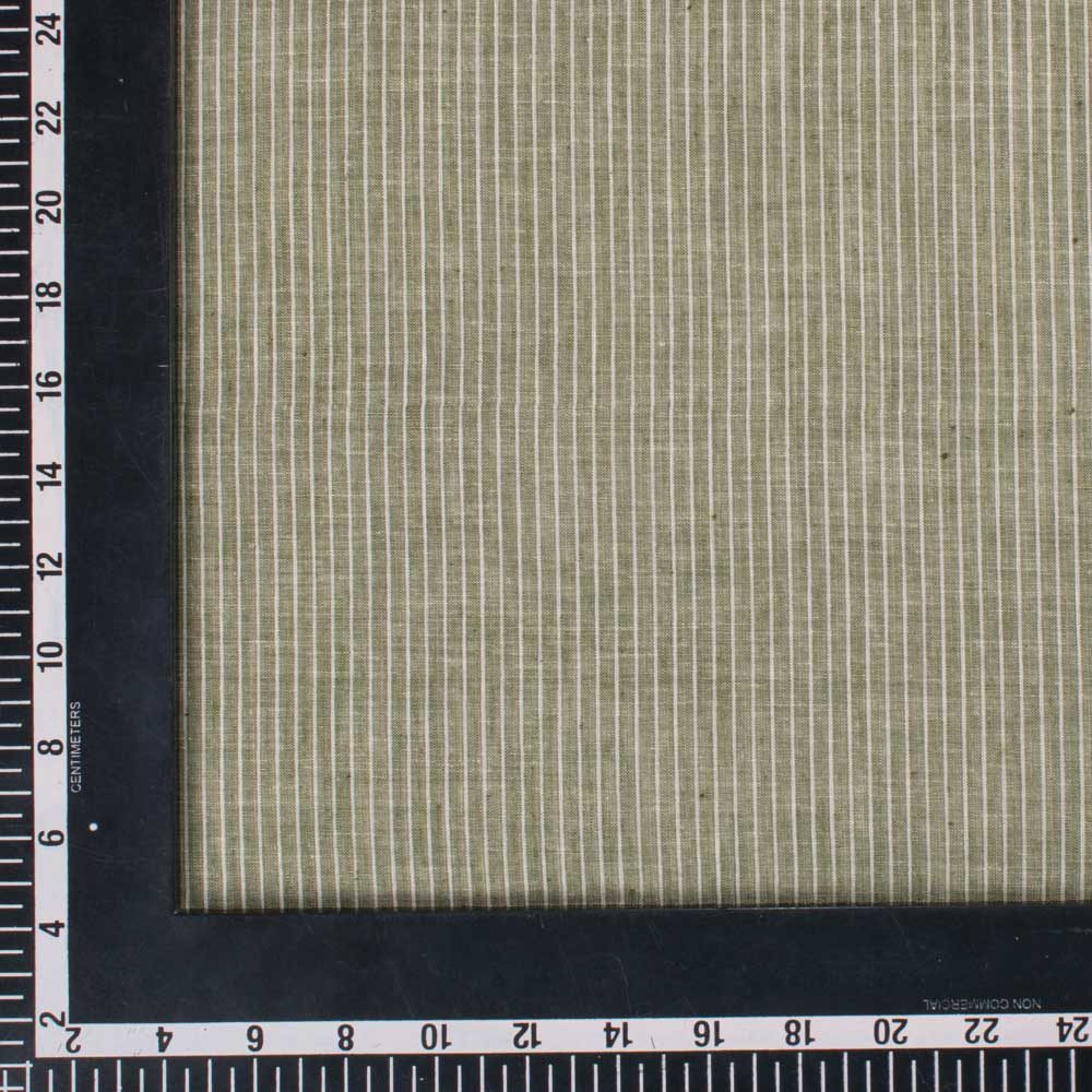 Stripe Olive Pure Cotton 65 gsm Handwoven Fabric