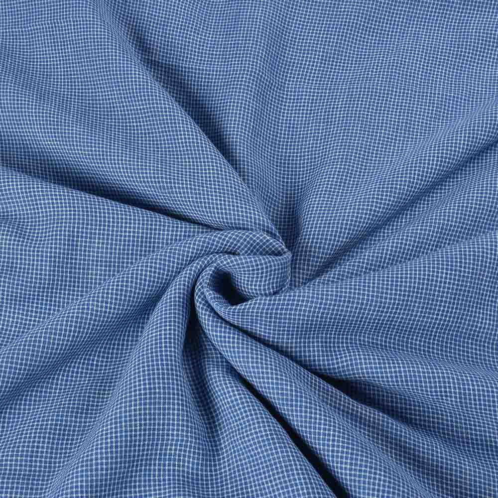 Check Blue White Pure Cotton 50 GSM Handwoven Fabric