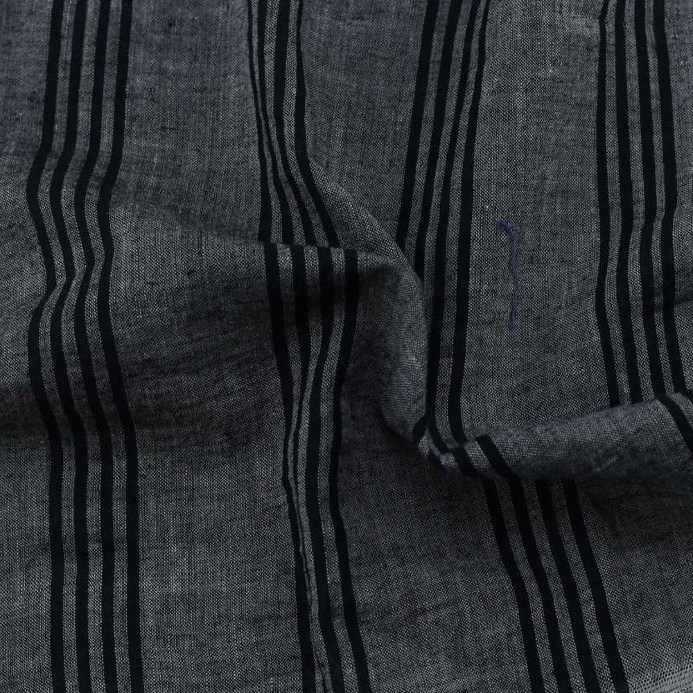 Stripe Black & Grey Pure Cotton 60 GSM Handwoven Fabric