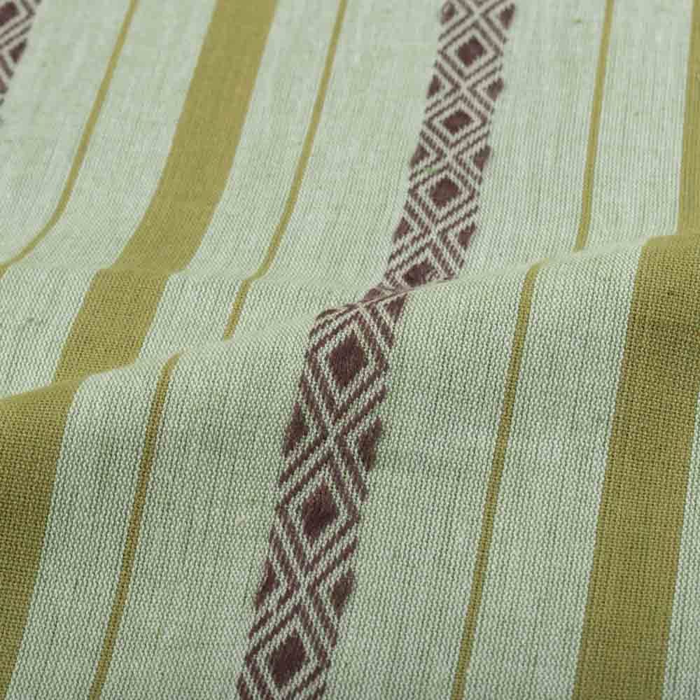Stripe Green Diamond Lattice Extra Warp 100 GSM Pure Cotton Jacquard Fabric