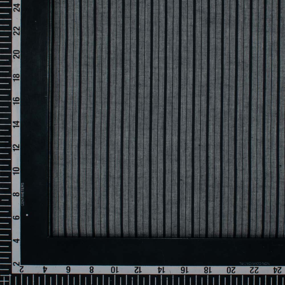 Stripe Grey and Black Pure Cotton 60 GSM Handwoven Fabric