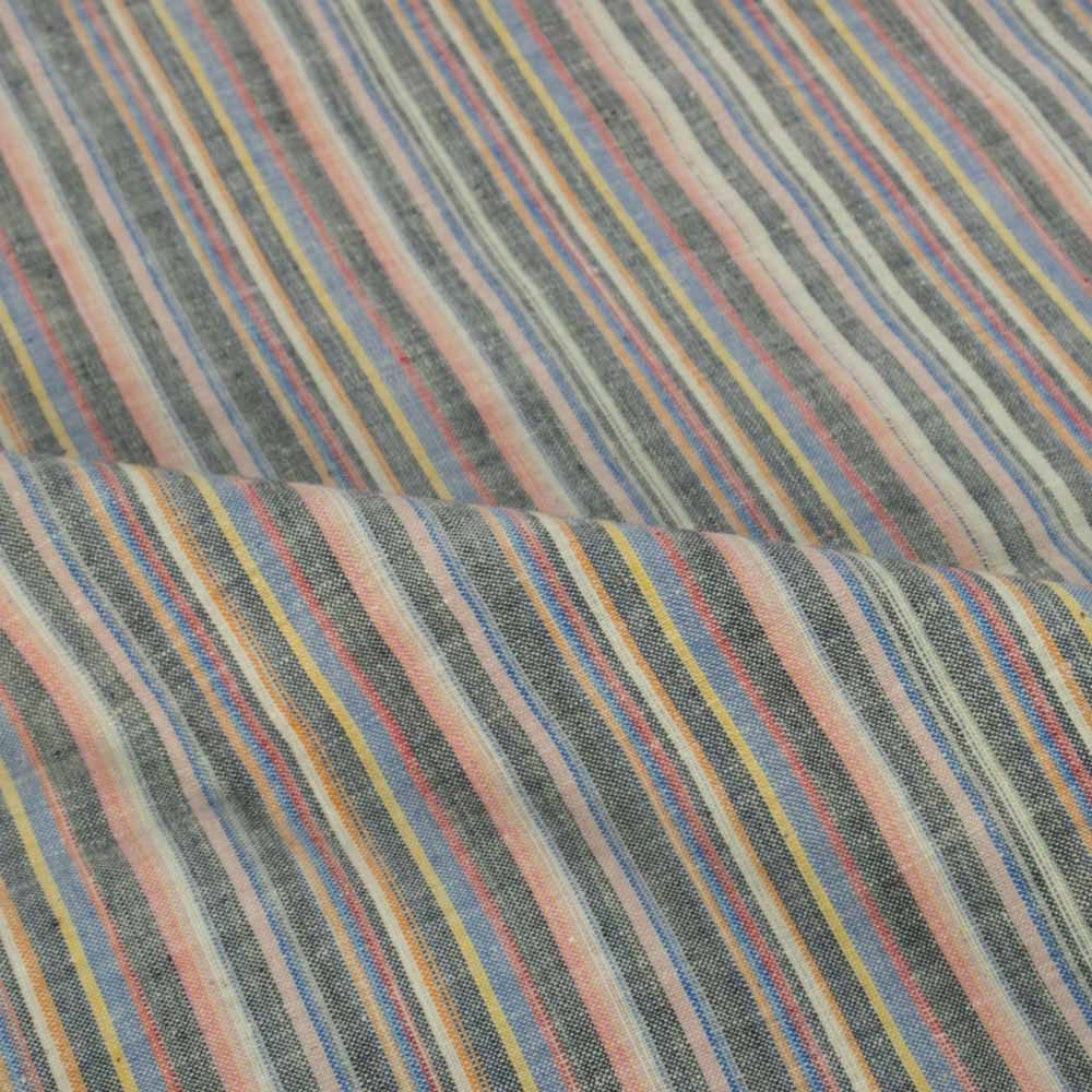 Stripe Multicolor Cotton Khadi 110 GSM Handwoven Fabric 09