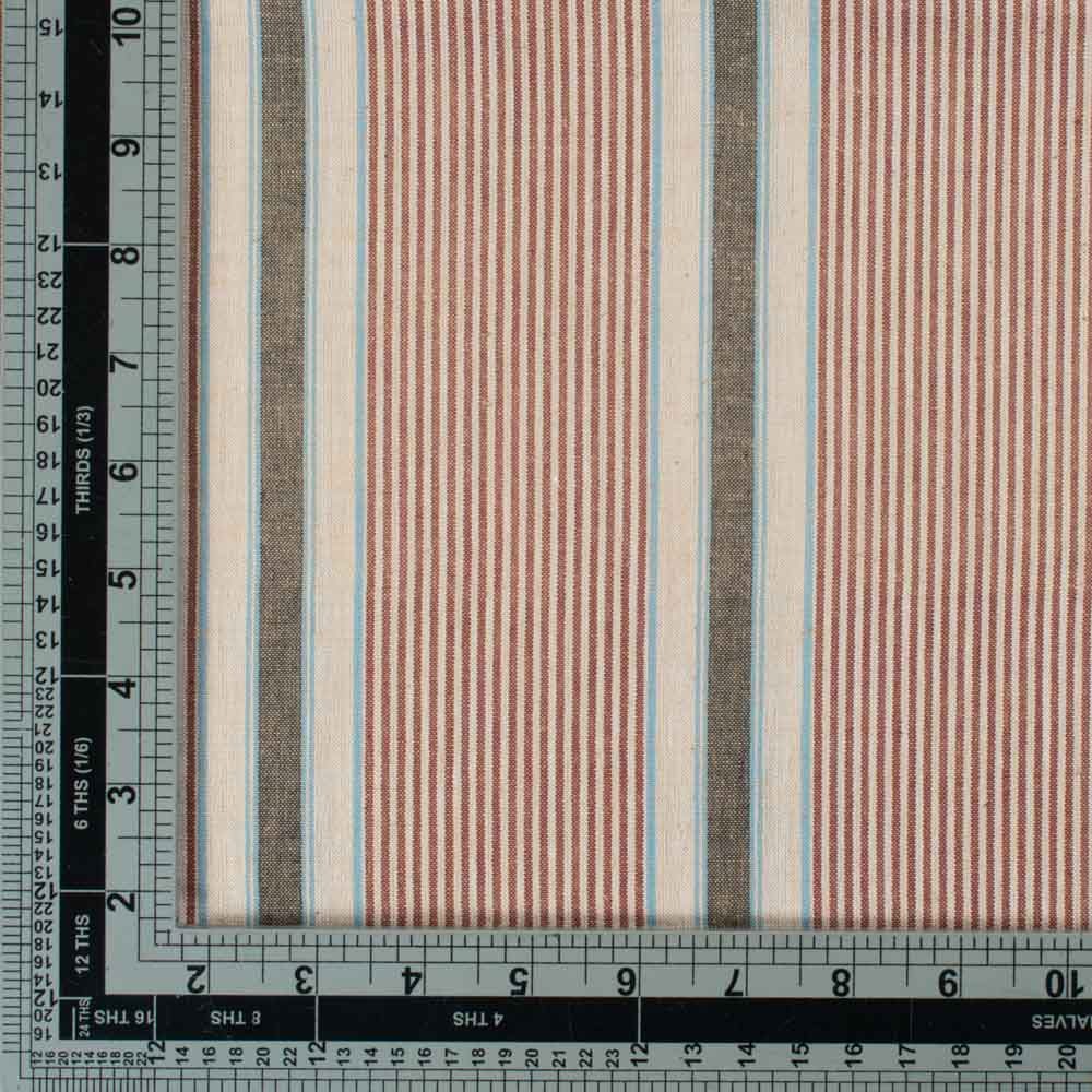 Multicolour Stripe Cotton & Khadi Blend 125 GSM Handwoven Fabric 416