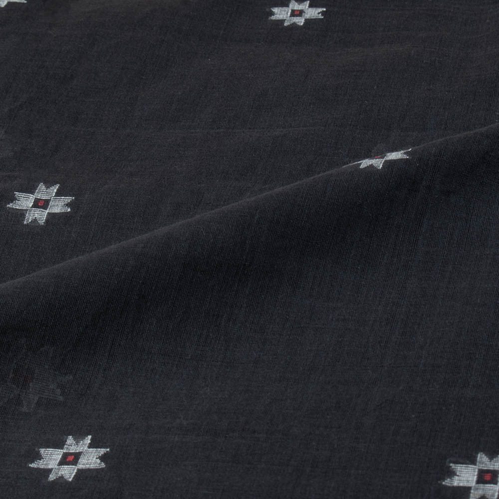 GEOMETRIC MIDNIGHT BLUE JAMDANI PURE COTTON 55 GSM FABRIC 88