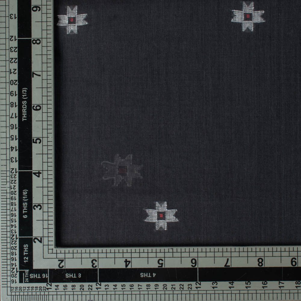 GEOMETRIC MIDNIGHT BLUE JAMDANI PURE COTTON 55 GSM FABRIC 88