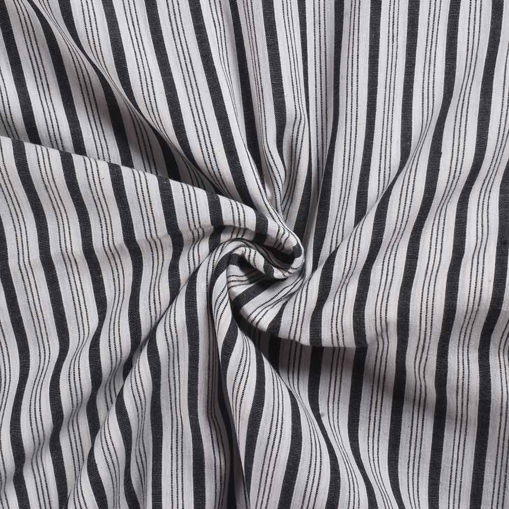 Stripe Black & White Pure Cotton 85 GSM Handwoven Fabric H