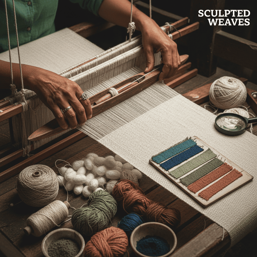 Diverse handloom weaves showcasing the visual variety and texture of natural eri silk textiles.