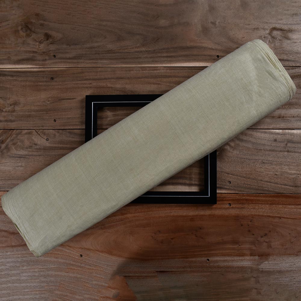 Chambray Light Green Khadi Cotton 62 GSM Handwoven Fabric B14